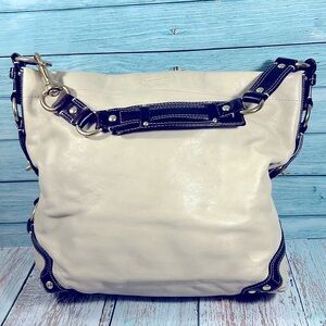 🌺 COACH LARGE CARLY DARK BEIGE CHOCOLATE COLOR LEATHER SHOULDER # A0793 - 10616